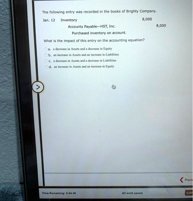 The following entry was recorded in the books of Brighty Company on Jan