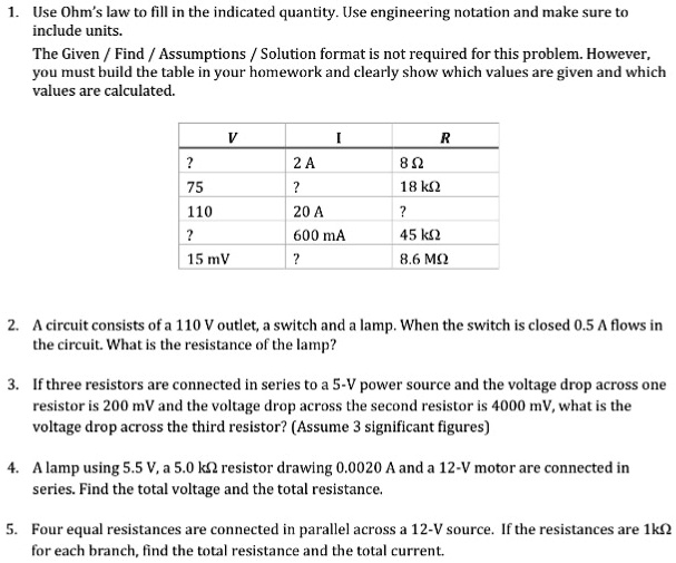 SOLVED: Please build a table to show which values are given and which ...