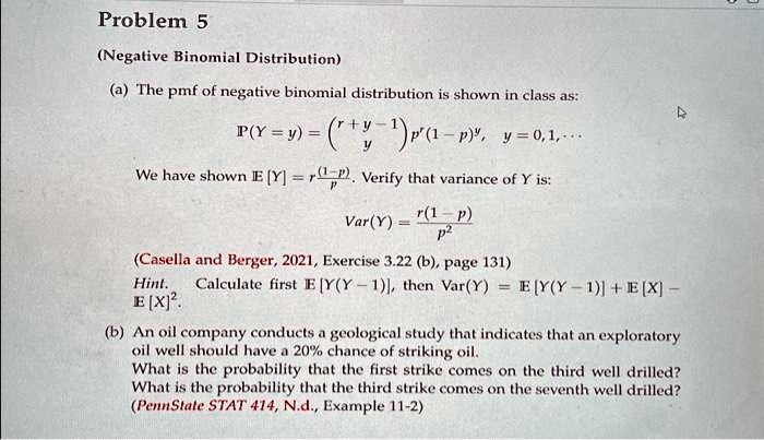 Problem 5 (Negative Binomial Distribution) (a) The pmf of...