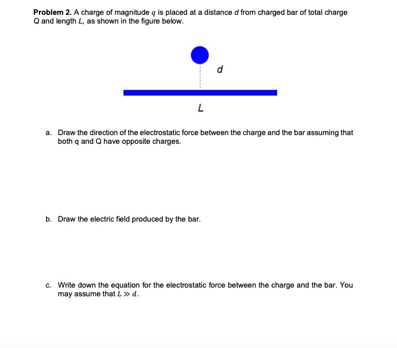 SOLVED: Problem 2. A charge of magnitude is placed at a distance d from ...