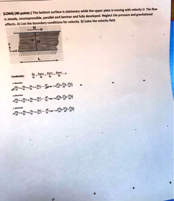 SOLVED: LO pointsThe bottom surface is stationary while the upper plate ...