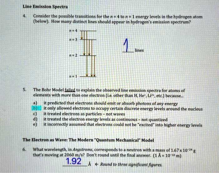 SOLVED: Line Emission Spectra Consider the possible transitions for the ...