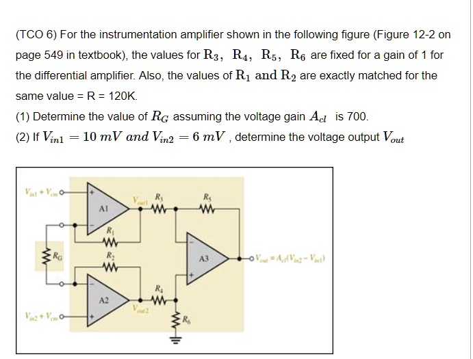 SOLVED TCO 6 For the instrumentation amplifier shown in the following