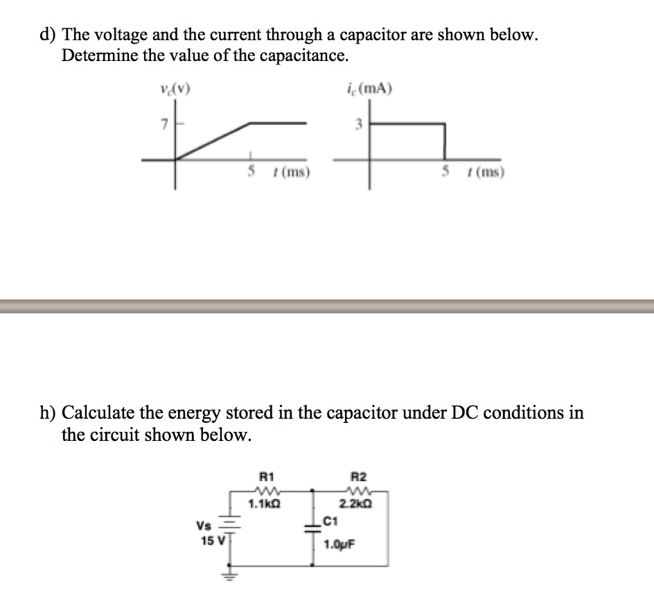 SOLVED d) The voltage and the current through a capacitor are shown