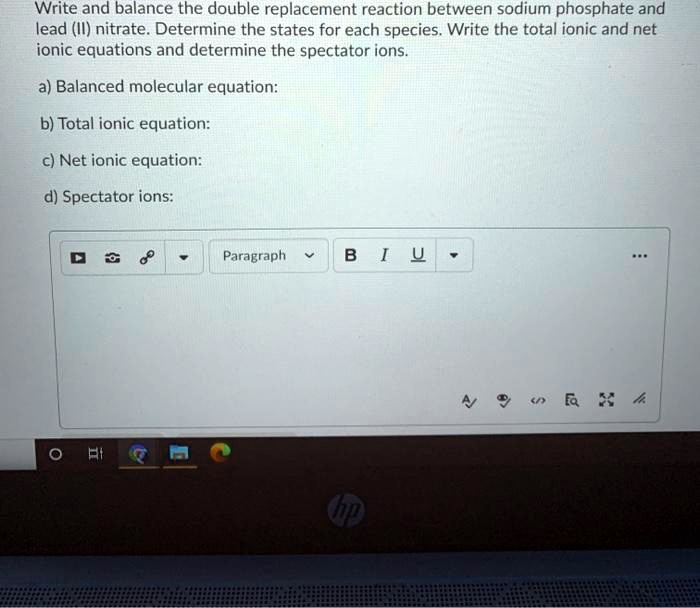 SOLVEDWrite and balance the double replacement reaction between sodium