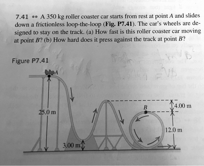 SOLVED 7.41 A 350 kg roller coaster car starts from rest at point