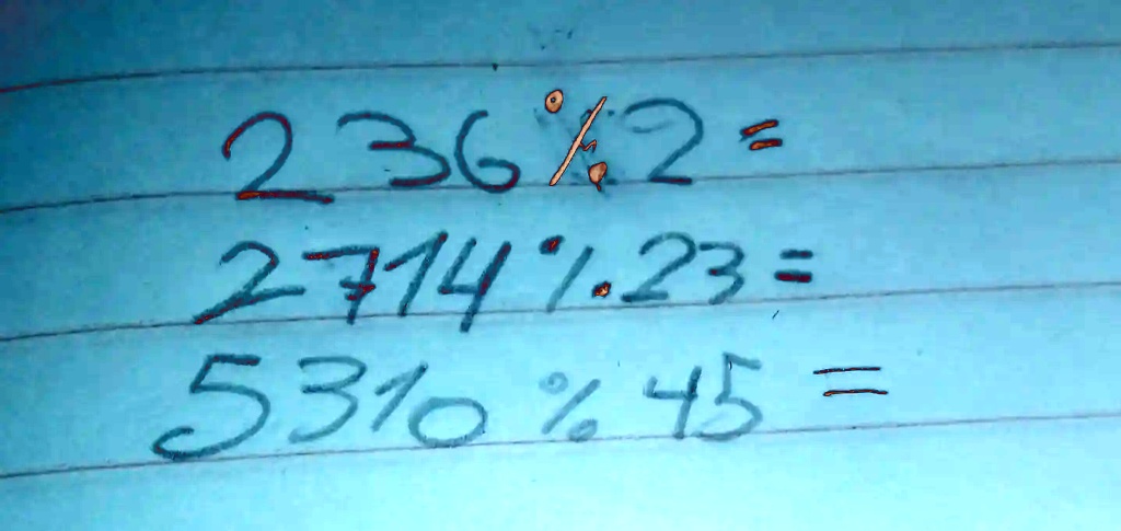 236%2 = 
2714%23 = 
5310%45 =