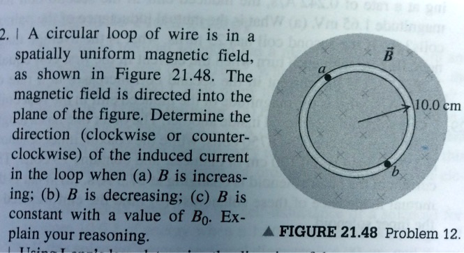 2 a circular loop of wire is in spatially uniform magnetic field as ...