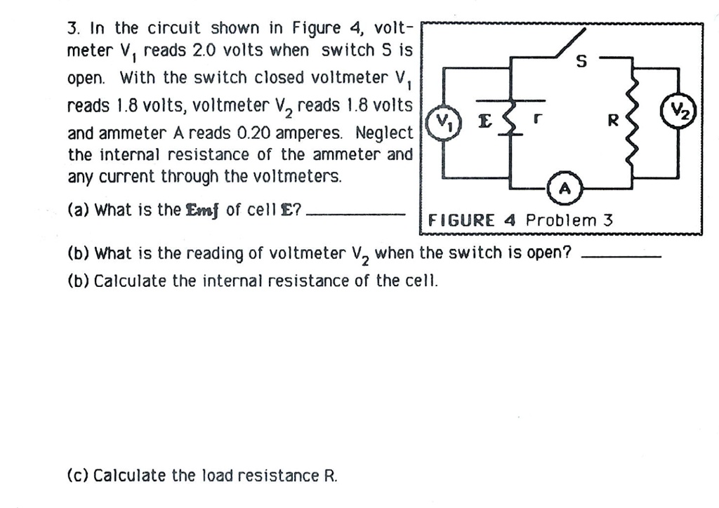 SOLVED 3.In the circuit shown in Figure 4, volt meter V, reads 2.0