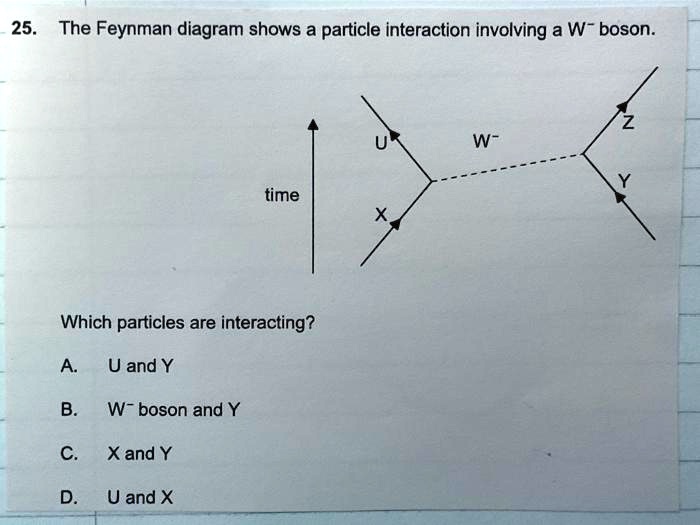 SOLVED: The Feynman diagram shows a particle interaction involving a W ...