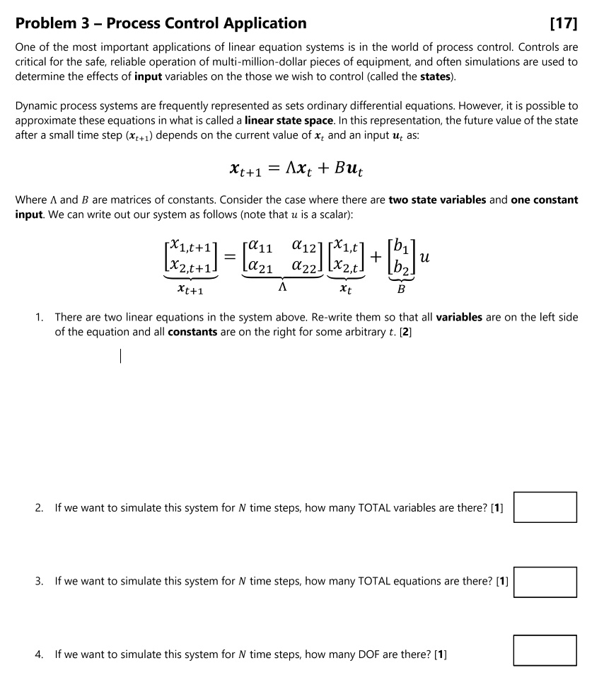 Texts: Where DOF = Degrees of Freedom Problem 3 – Process Control ...
