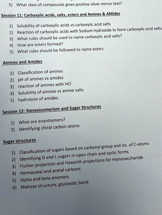 SOLVED What class of compounds gives a positive silver mirror test