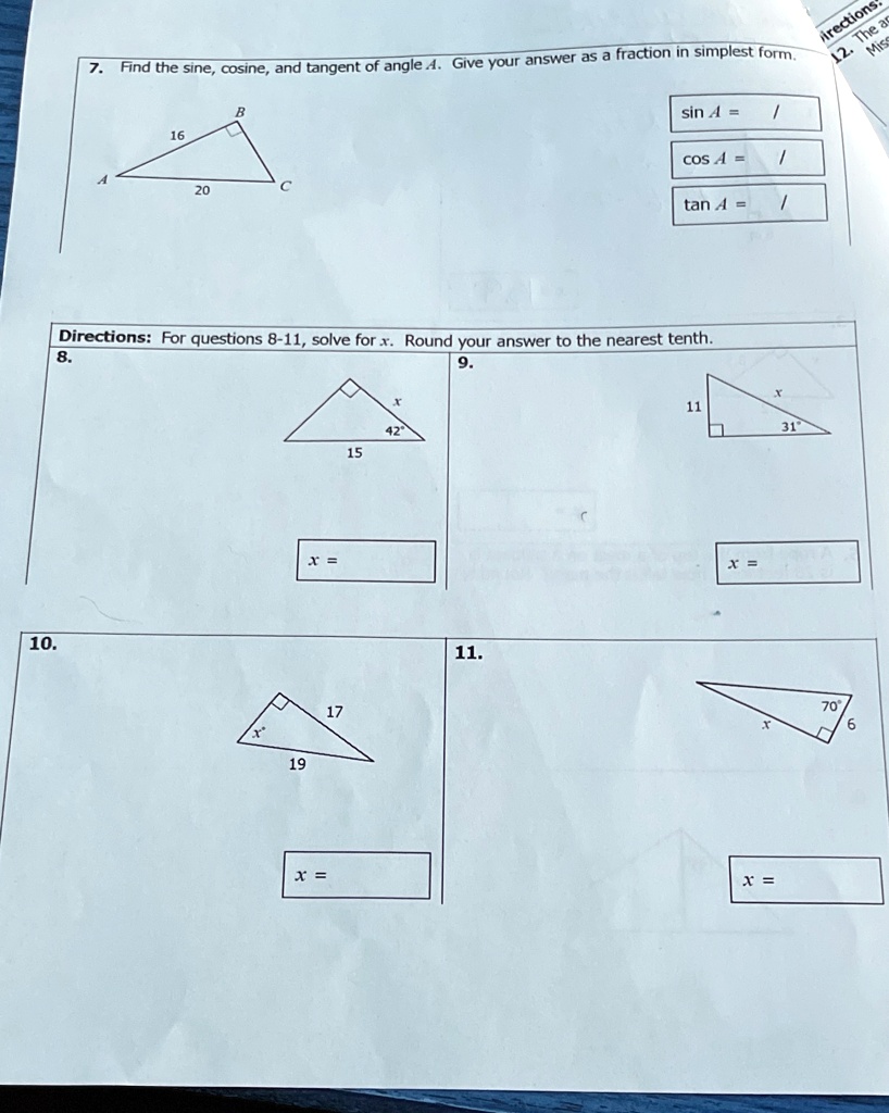 SOLVED: 'Trigonometry Arections-