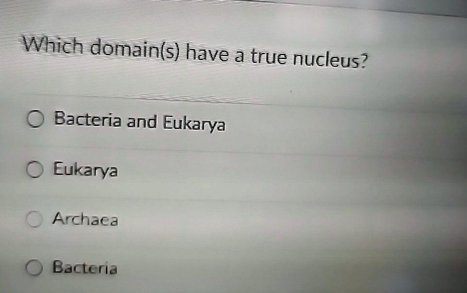 Which domain(s) have a true nucleus? Bacteria and Eukarya Eukarya