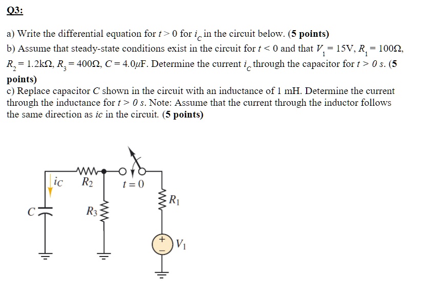 SOLVED 03 Write the differential equation for t > 0 for ic in the