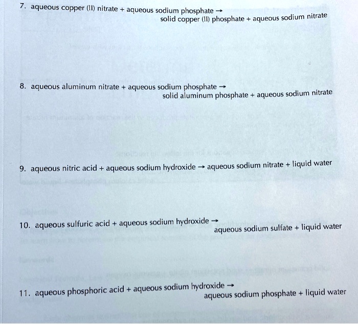 SOLVED Aqueous copper (II) nitrate, aqueous sodium phosphate, solid