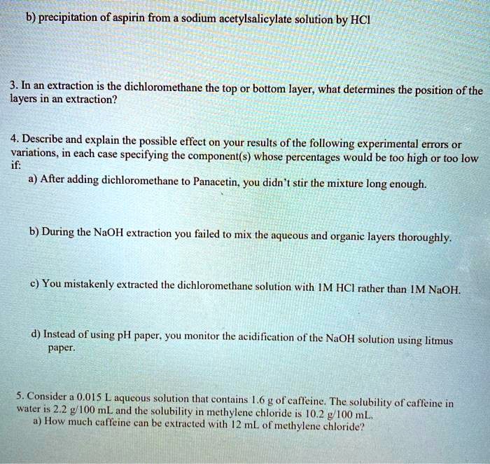 SOLVED: Precipitation of aspirin from a sodium acetylsalicylate ...