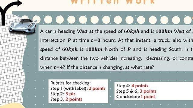 SOLVED: A car is heading West at the speed of 60 kph and is 100 km West ...