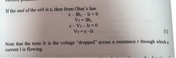 if the emf of the cell is then from ohm law 8 irl ir 0 vr irl vr ir 0 ...