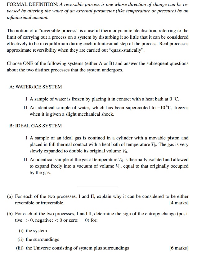 formal definition reversible process is one whose direction of change ...