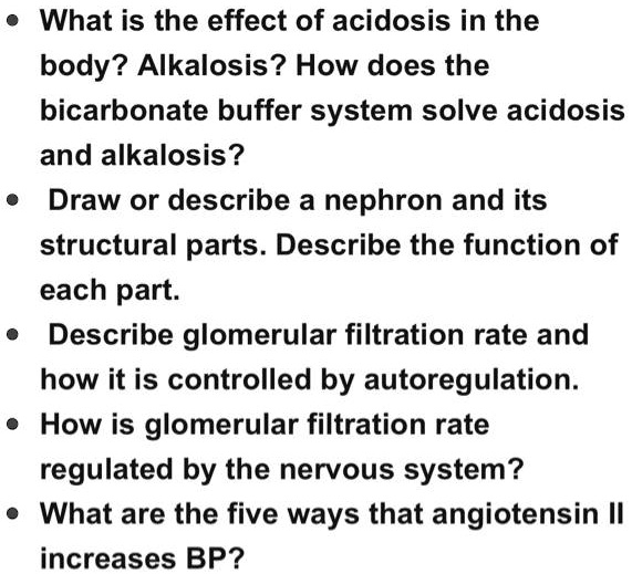 Solved What Is The Effect Of Acidosis In The Body Alkalosis How Does