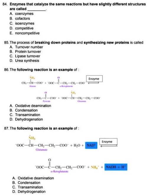 84. Enzymes that catalyze the same reactions but have