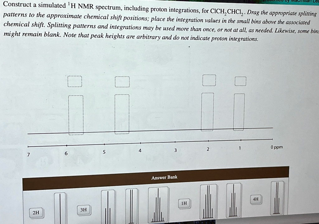 Construct a simulated ^(1)H NMR spectrum, including proton integrations ...