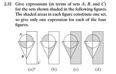 232 Give Expressions In Terms Of Sets A B And C For The Sets Shown ...