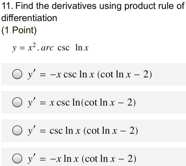 SOLVED11. Find the derivatives using product rule of differentiation