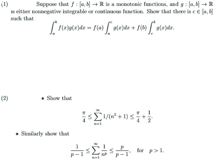 Suppose F Takes Nonnegative Values Show if F is Integrable Continuous ...