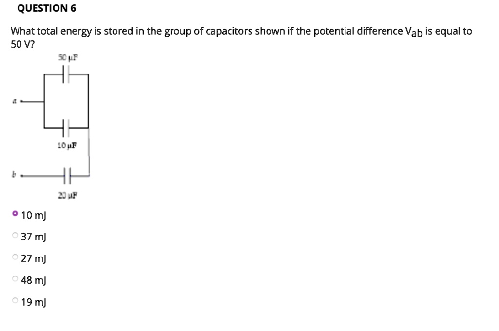 SOLVED: QUESTION 6 What total energy is stored in the group of ...