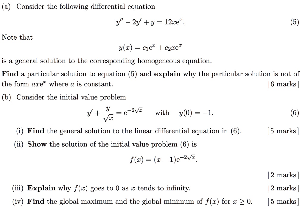 SOLVED Consider The Following Differential Equation Y 2y y 12xe 