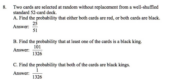 SOLVED: Two Cards Are Selected At Random Without Replacement From A ...