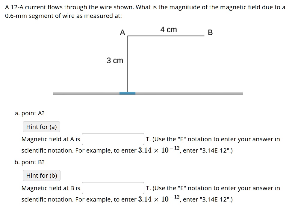 SOLVED: A 12-A current flows through the wire shown: What is the ...