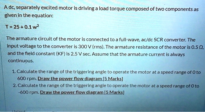 SOLVED: A separately excited DC motor is driving a load torque composed ...