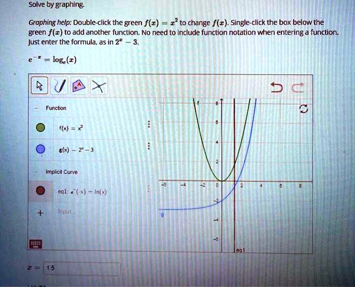 solve by graphing grophing help double click the green fr 2 to change fz single click the box below the green fz to add another function no need to include function notation when entering a  96987
