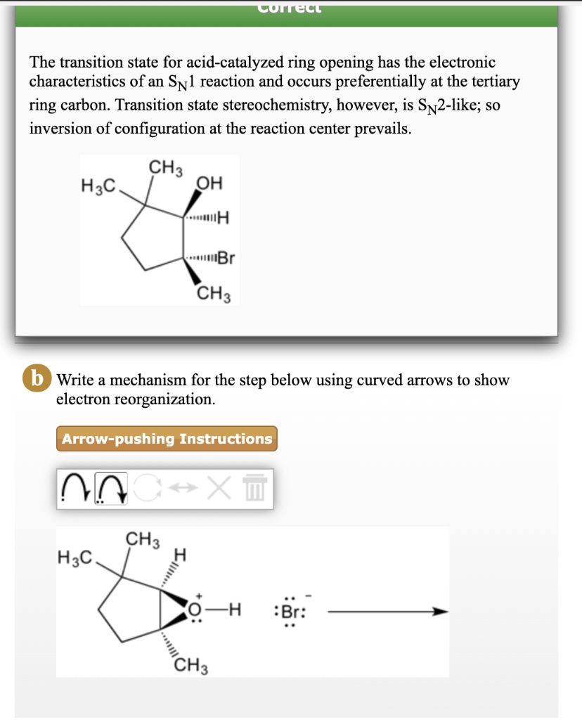SOLVED:Guutae The transition state for acid-catalyzed ring opening has ...