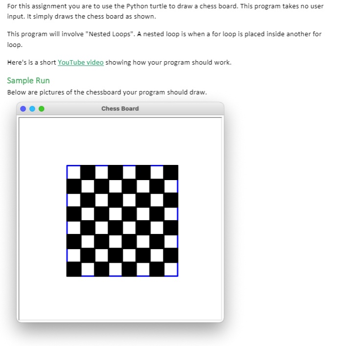 Python Coding - Chess Board in Python (turtle Library