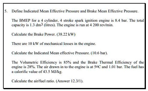 SOLVED: Define Indicated Mean Effective Pressure And Brake Mean ...