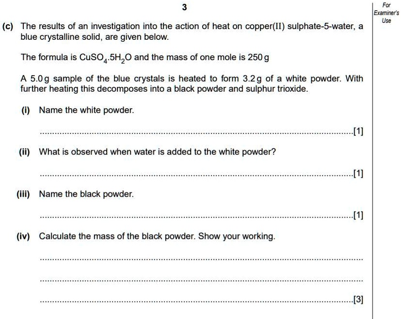 SOLVED For Examiner's Use (c) The results of an investigation into the