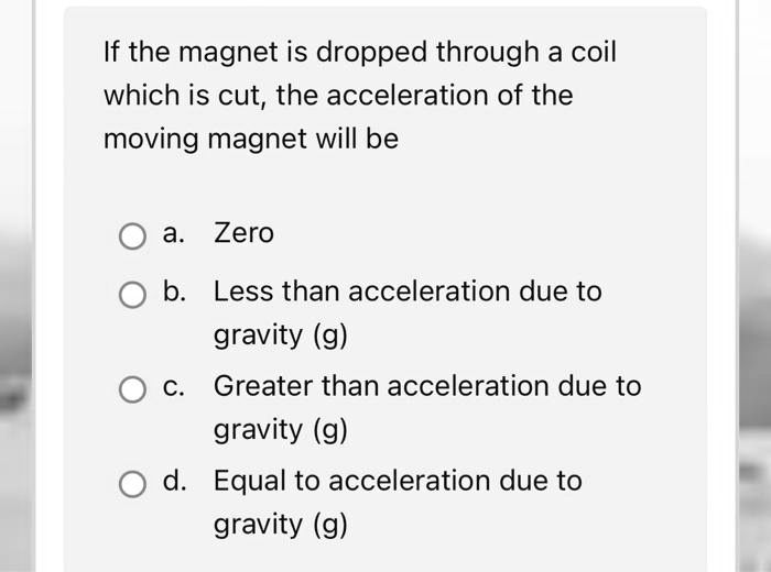 SOLVED If the is dropped through a coil which is cut; the