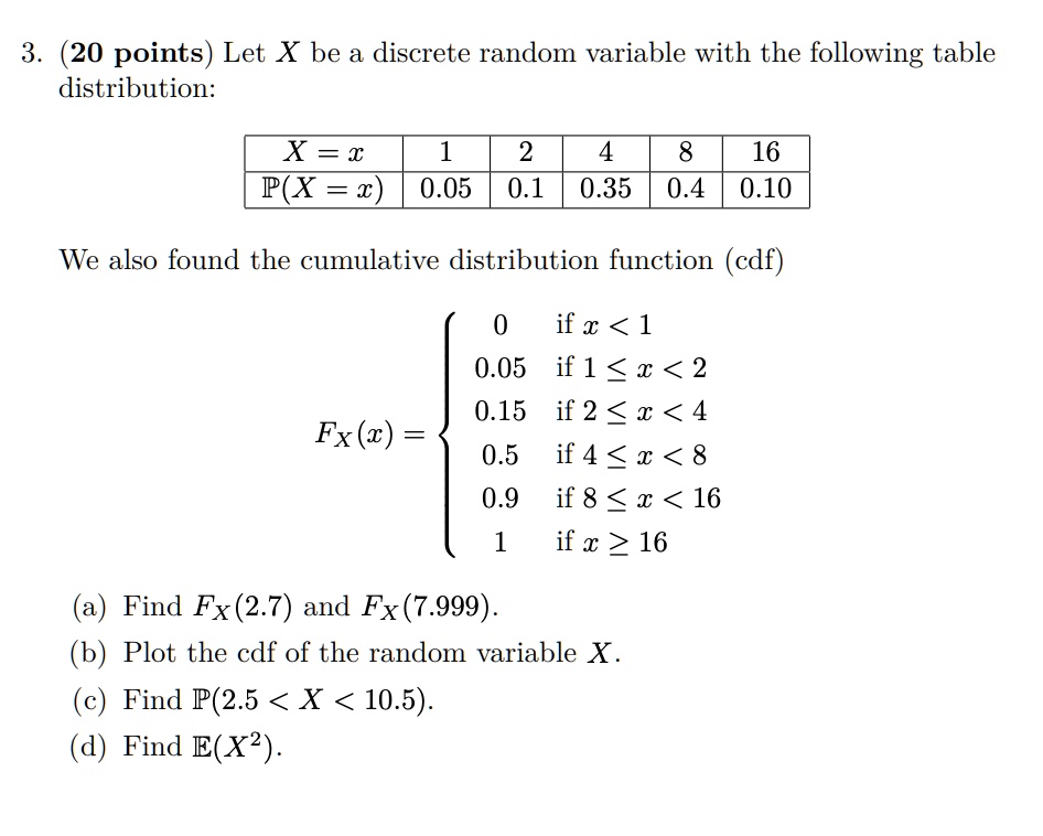 3 Points Let X Be A Discrete Random Variable Wit Itprospt