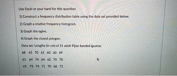 SOLVED: Use Excel or your hand for this question: 1) Construct ...