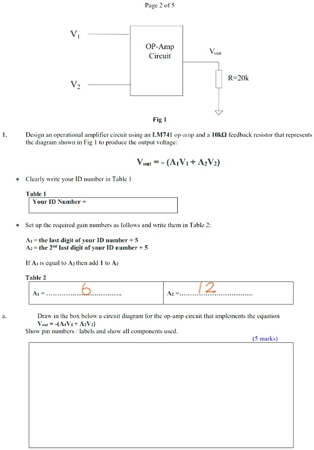 Solved Page 2 Of 5 Vi Op Amp Circuit Vout R20k Vout Fig 1 1 Design