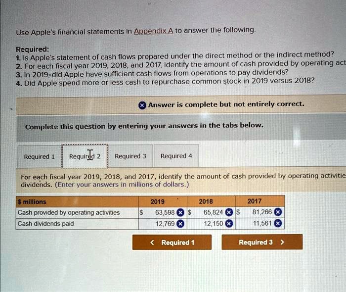 use apples financial statements in appendix a to answer the following