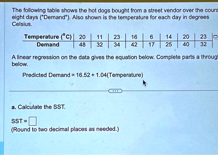 SOLVED: Calculate the SST partition total sum of squares into SSR and ...