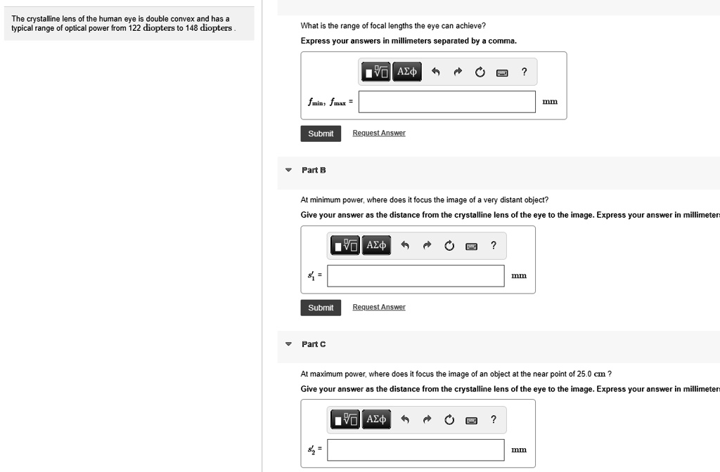 SOLVED The crystalline lens of the human eye is double convex and has