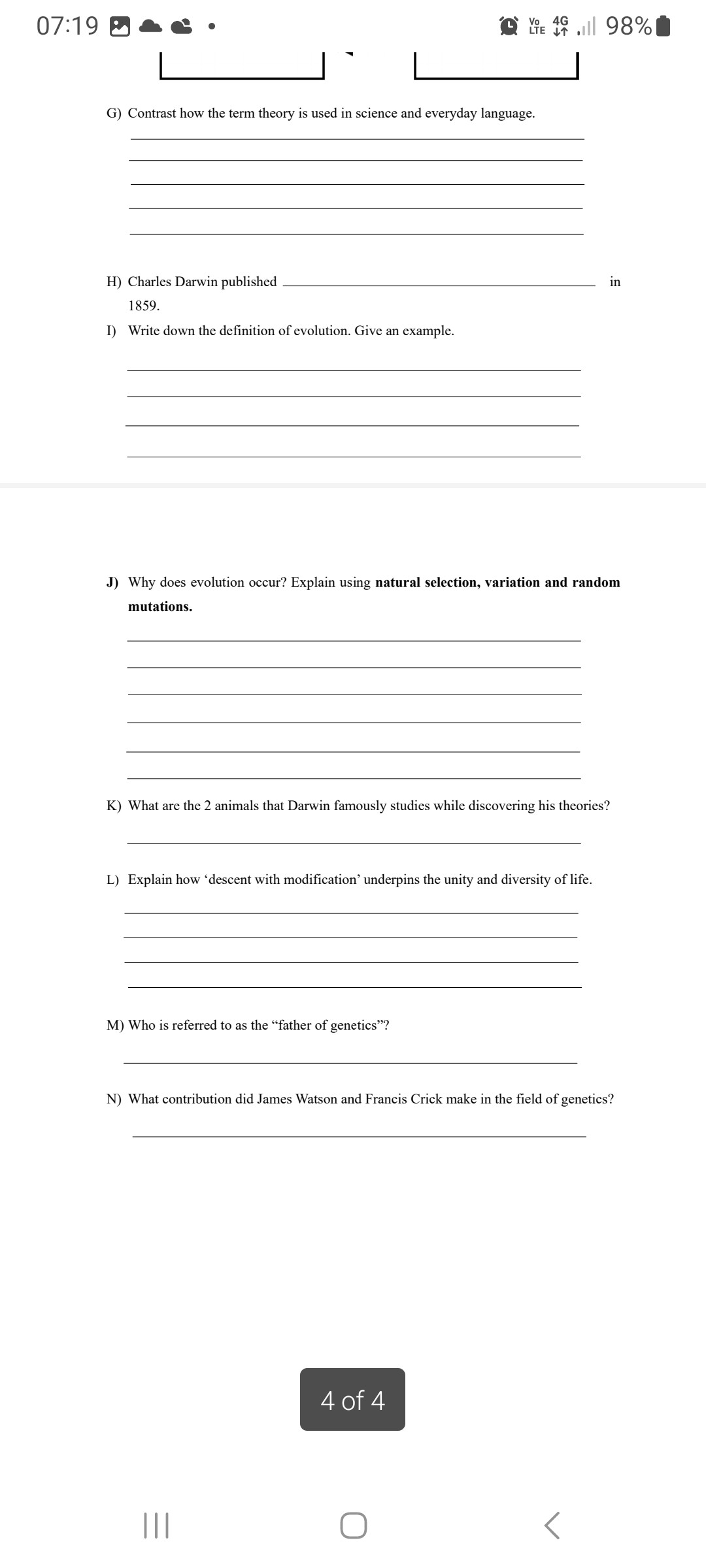 (2) 98 % G) Contrast how the term theory is used in science and ...