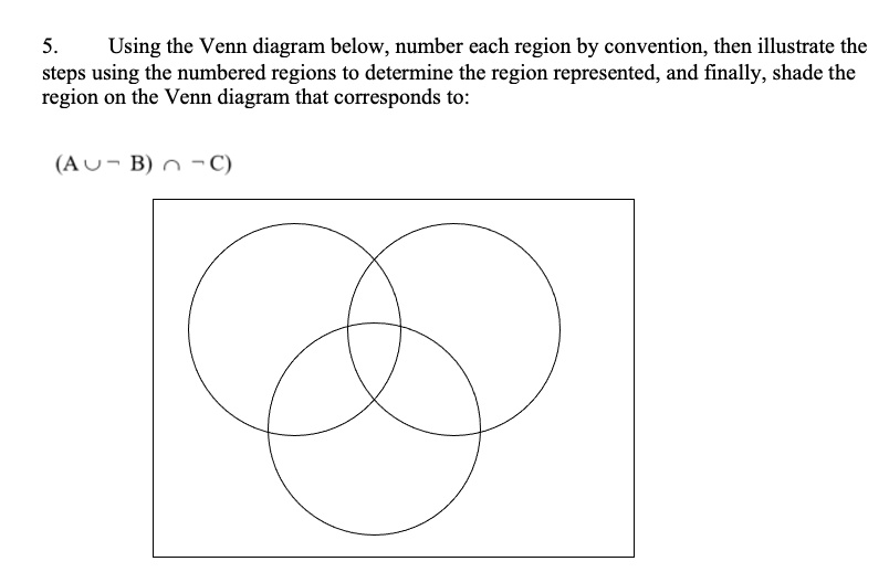 Using the Venn diagram below, number each region by convention, then ...