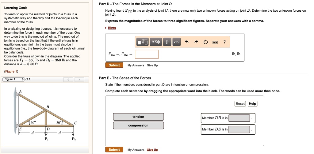 SOLVED: Consider the truss shown in the diagram. The applied forces are ...